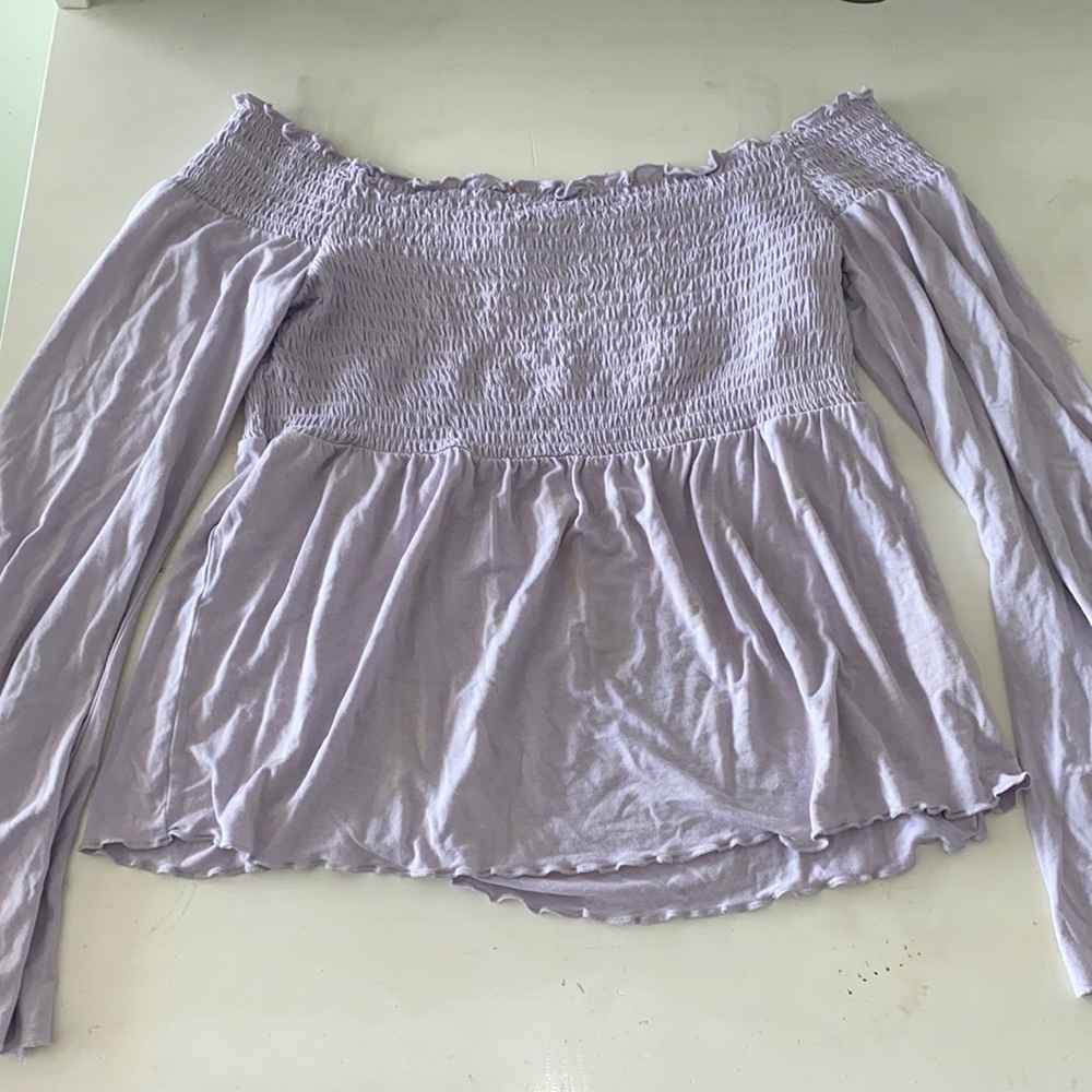 Purple off-shoulder long sleeve